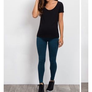 Maternity Pink Blush Teal leggings.